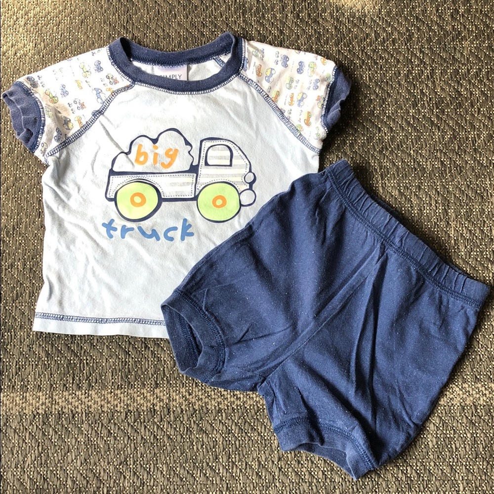 Simply basic Blue 'Big Truck' Two-Piece Pajama Set